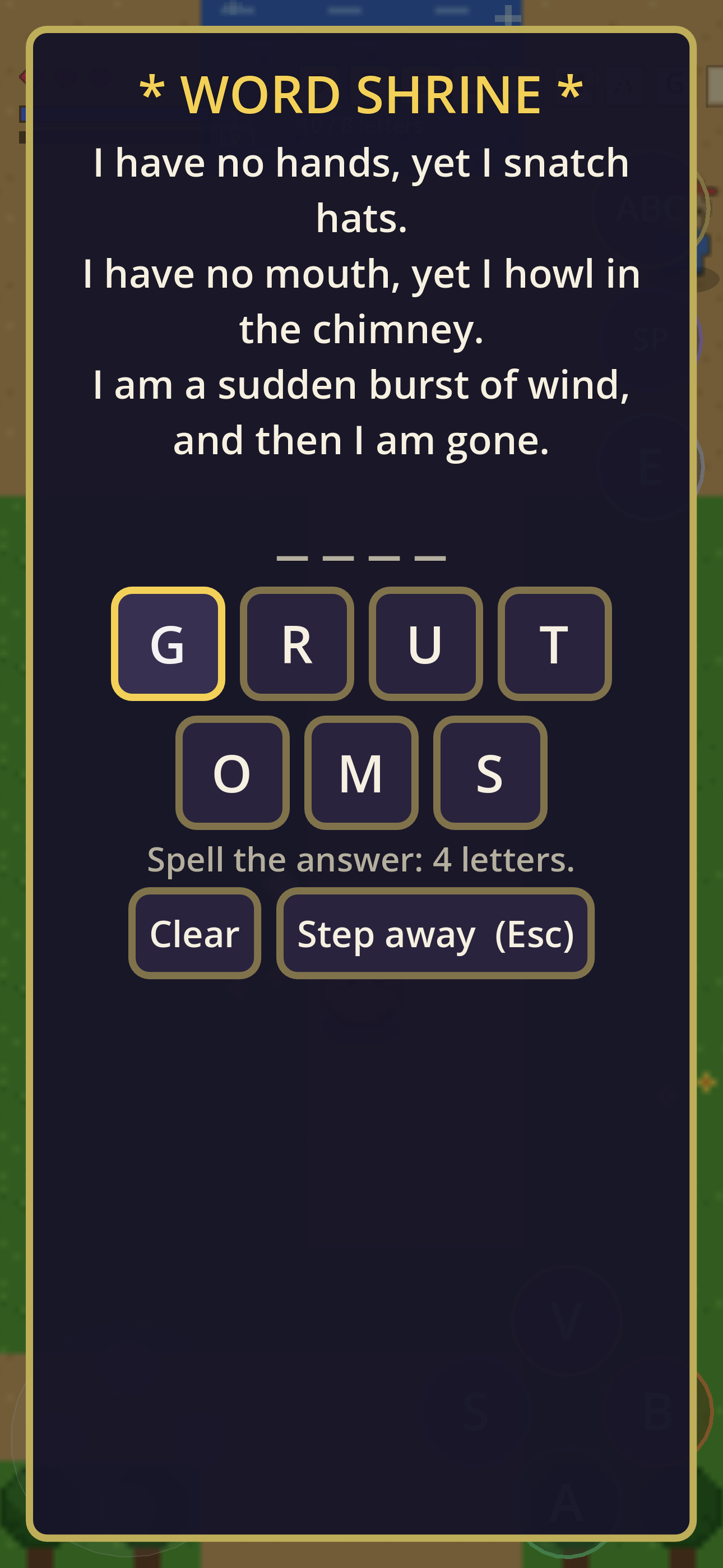 A Word Shrine riddle to unlock a spell